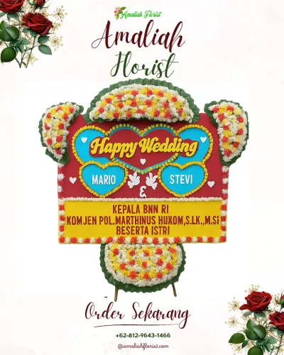 Karangan Papan Bunga Pernikahan di Kutajaya